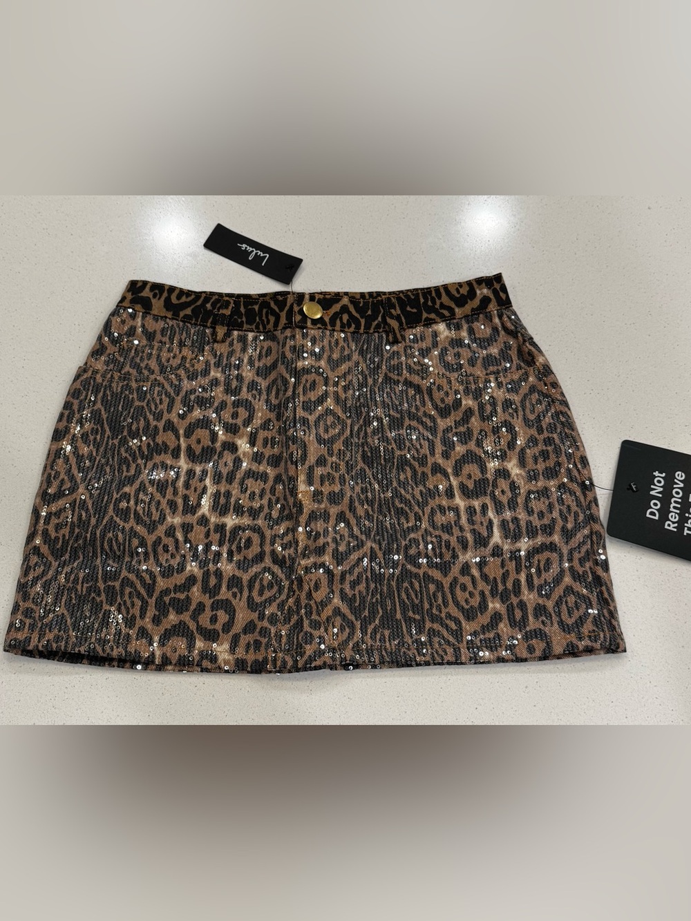 NWT Lulu’s Leopard Print Sequin Mini Skirt - Medium